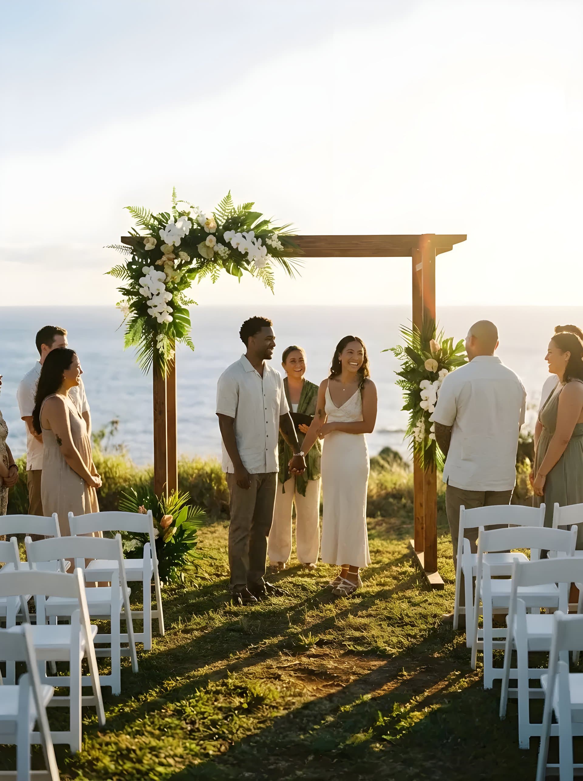 Cliffside wedding ceremony on Maui coast